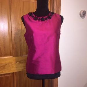 Talbots Silk Tank Top w/Jeweled Neckline Sz 10p